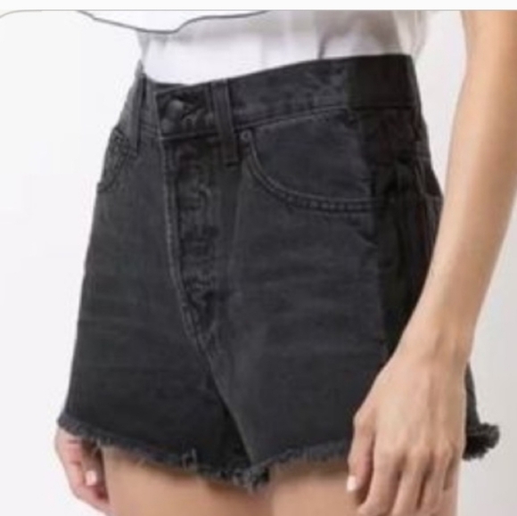 10 DEREK LAM Crosby Drew High-Rise Classic Cutoff Shorts In Washed Black.Size 24 - Picture 2 of 13